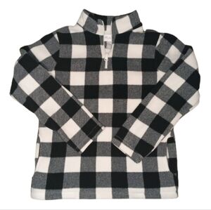 Children's Place Black and White Plaid Fleece Pullover